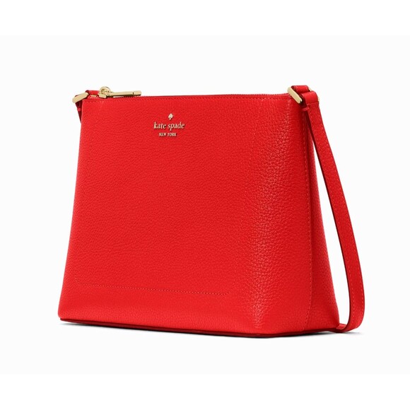 New Kate Spade Leila Crossbody Pebble Leather Tomato Slice - Picture 2 of 5